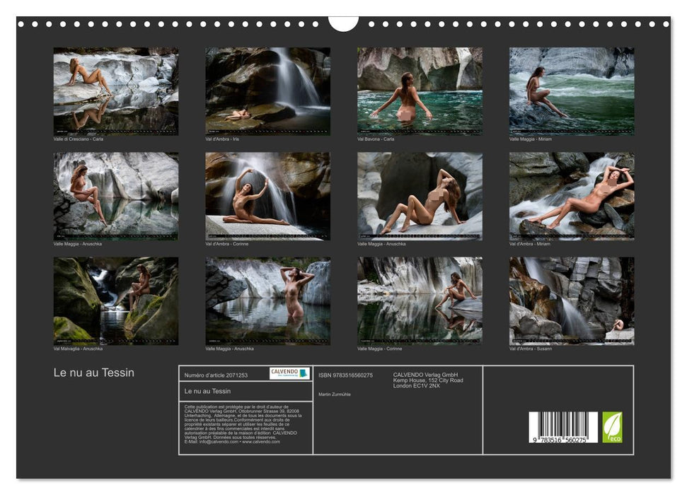 Le nu au Tessin (CALVENDO Calendrier mensuel 2026)