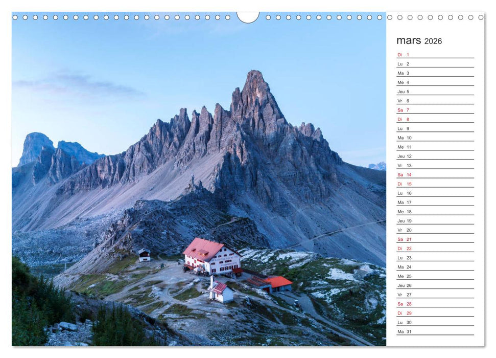 Balade au cœur des Dolomites (CALVENDO Calendrier mensuel 2026)