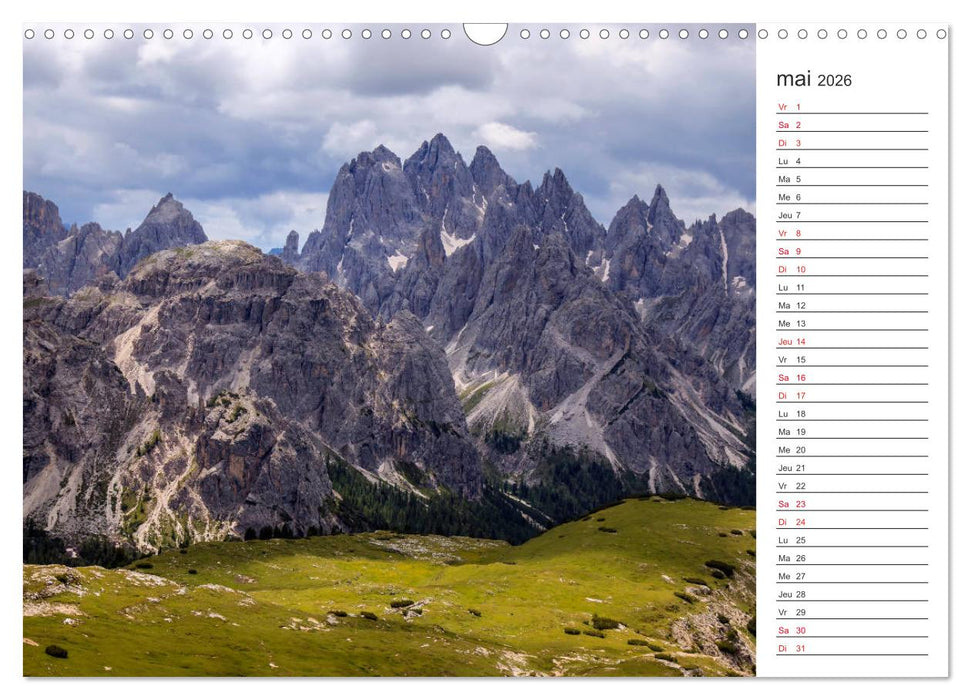 Balade au cœur des Dolomites (CALVENDO Calendrier mensuel 2026)