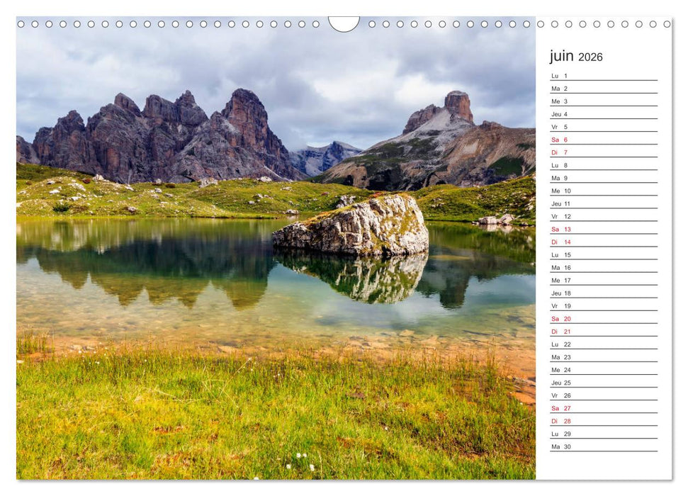 Balade au cœur des Dolomites (CALVENDO Calendrier mensuel 2026)