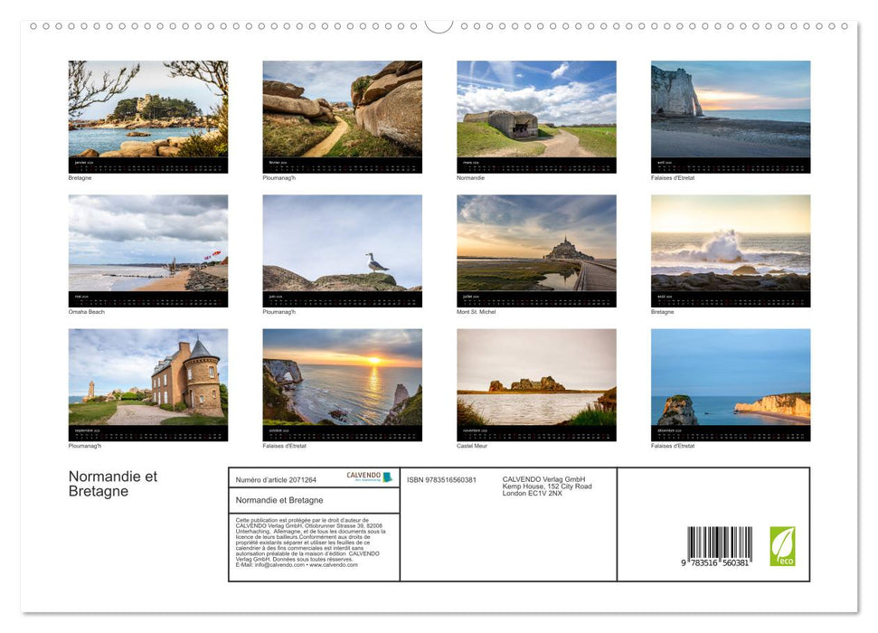 Normandie et Bretagne (CALVENDO Calendrier supérieur 2026)