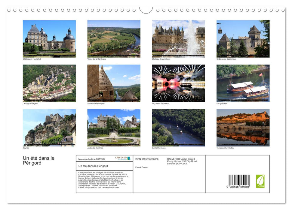 Un été dans le Périgord (CALVENDO Calendrier mensuel 2026)