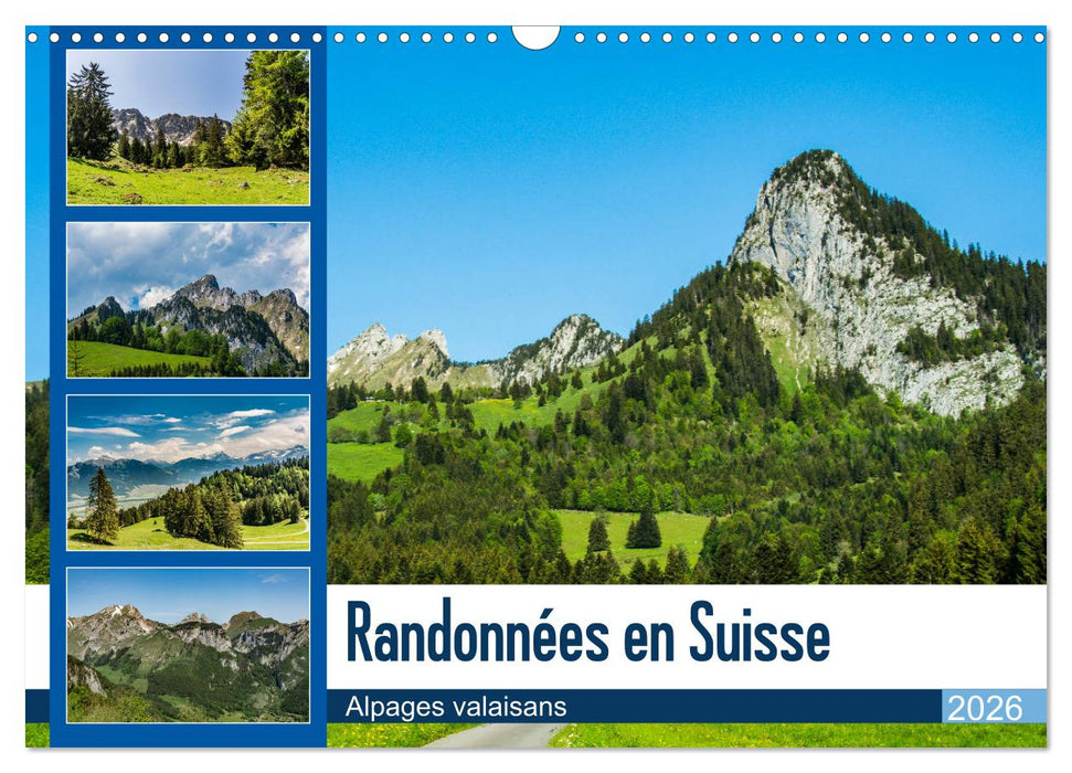 Randonnées en Suisse alpages valaisans (CALVENDO Calendrier mensuel 2026)