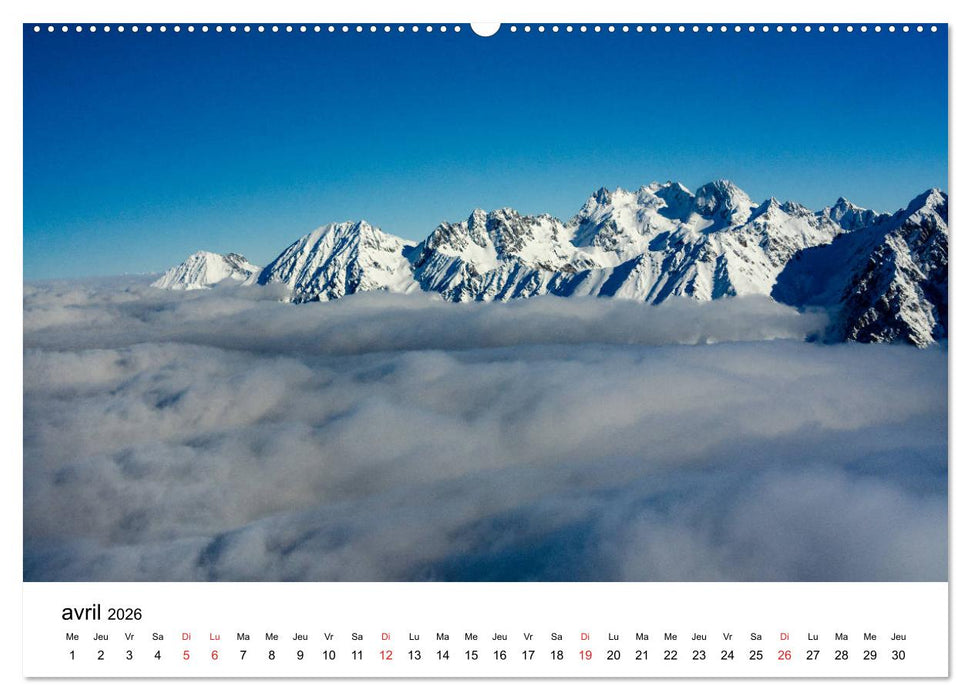 Le massif de Belledonne, vues sur les Alpes (CALVENDO Calendrier supérieur 2026)