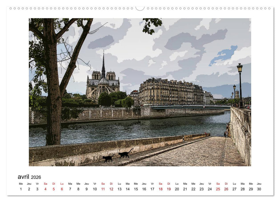 Notre-Dame de Paris en Cartoon (CALVENDO Calendrier supérieur 2026)