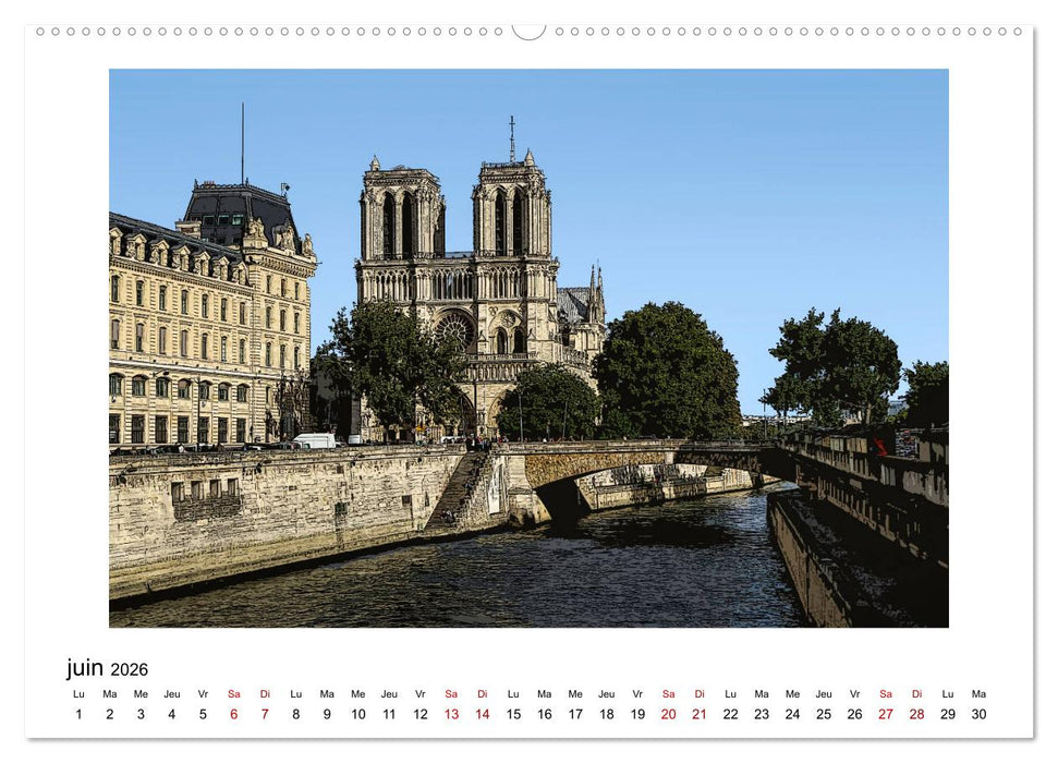 Notre-Dame de Paris en Cartoon (CALVENDO Calendrier supérieur 2026)