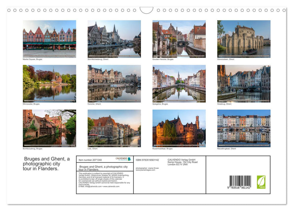 Bruges and Ghent, a photographic city tour in Flanders. (CALVENDO Monthly Calendar 2026)