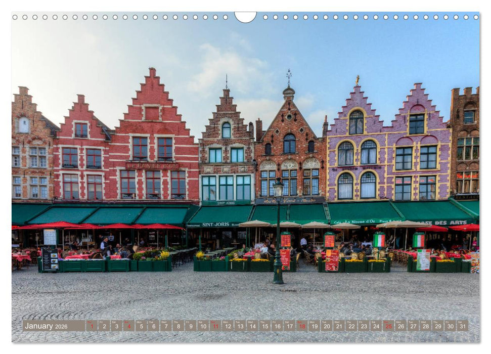 Bruges and Ghent, a photographic city tour in Flanders. (CALVENDO Monthly Calendar 2026)