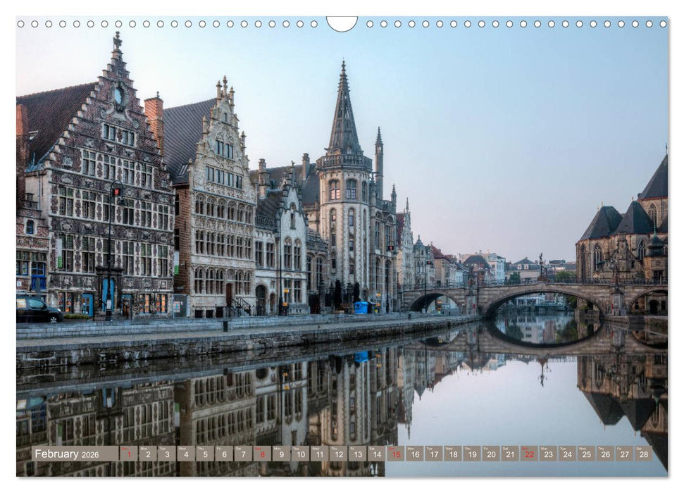 Bruges and Ghent, a photographic city tour in Flanders. (CALVENDO Monthly Calendar 2026)