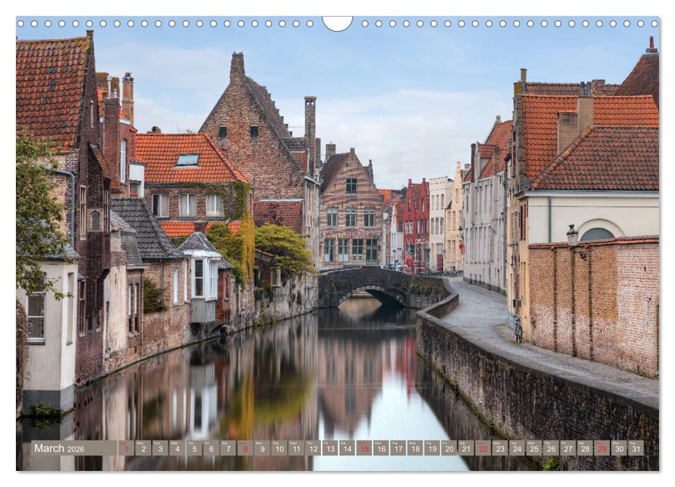 Bruges and Ghent, a photographic city tour in Flanders. (CALVENDO Monthly Calendar 2026)