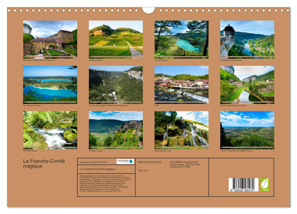 La Franche-Comté magique (CALVENDO Calendrier mensuel 2026)