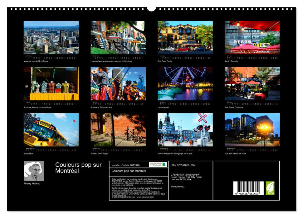Couleurs pop sur Montréal (CALVENDO Calendrier supérieur 2026)