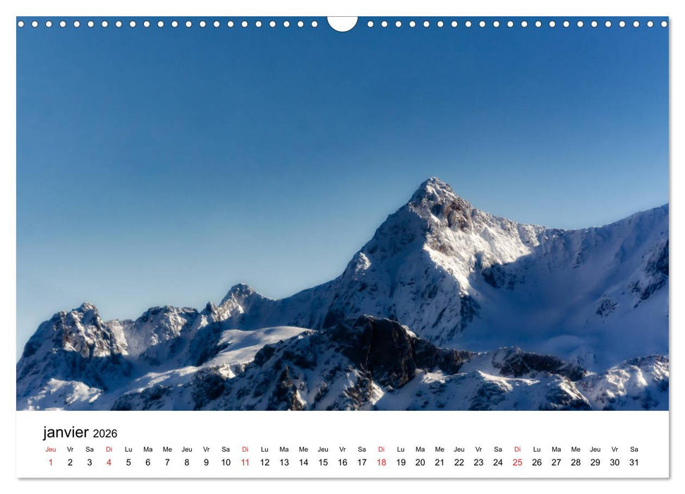 Le massif de Belledonne, vues sur les Alpes (CALVENDO Calendrier mensuel 2026)