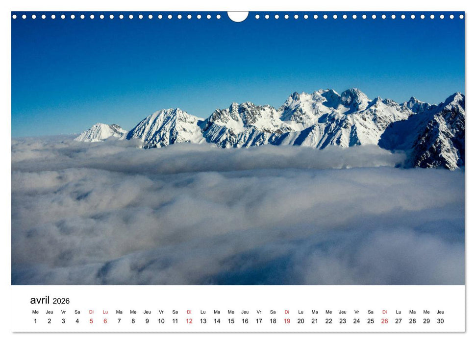 Le massif de Belledonne, vues sur les Alpes (CALVENDO Calendrier mensuel 2026)