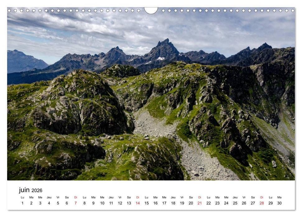 Le massif de Belledonne, vues sur les Alpes (CALVENDO Calendrier mensuel 2026)