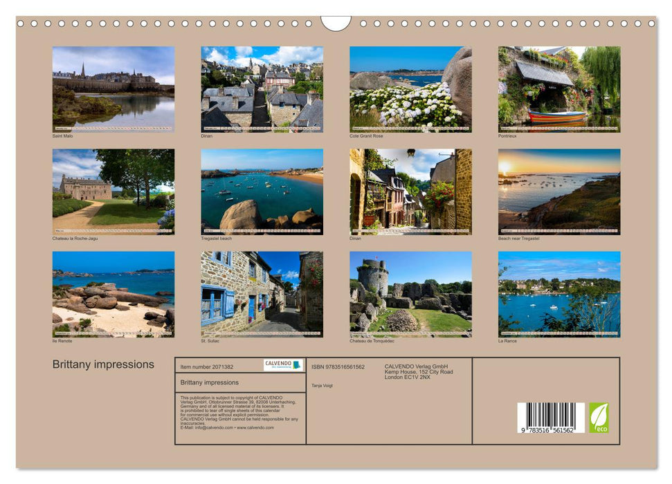 Brittany impressions (CALVENDO Monthly Calendar 2026)