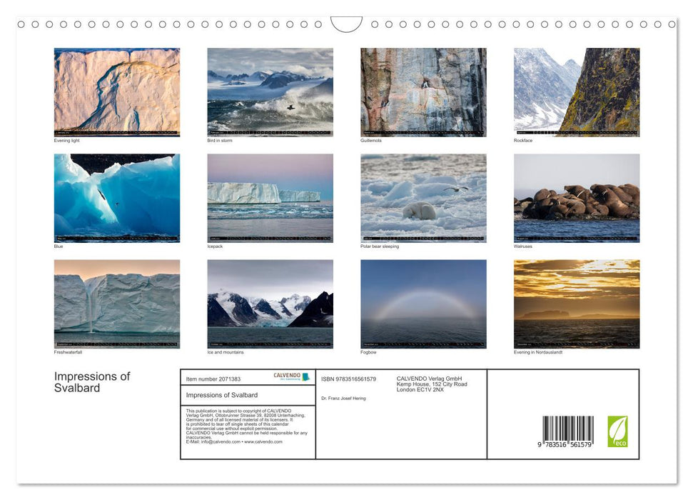Impressions of Svalbard (CALVENDO Monthly Calendar 2026)