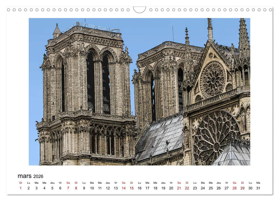 Notre-Dame de Paris en Cartoon (CALVENDO Calendrier mensuel 2026)