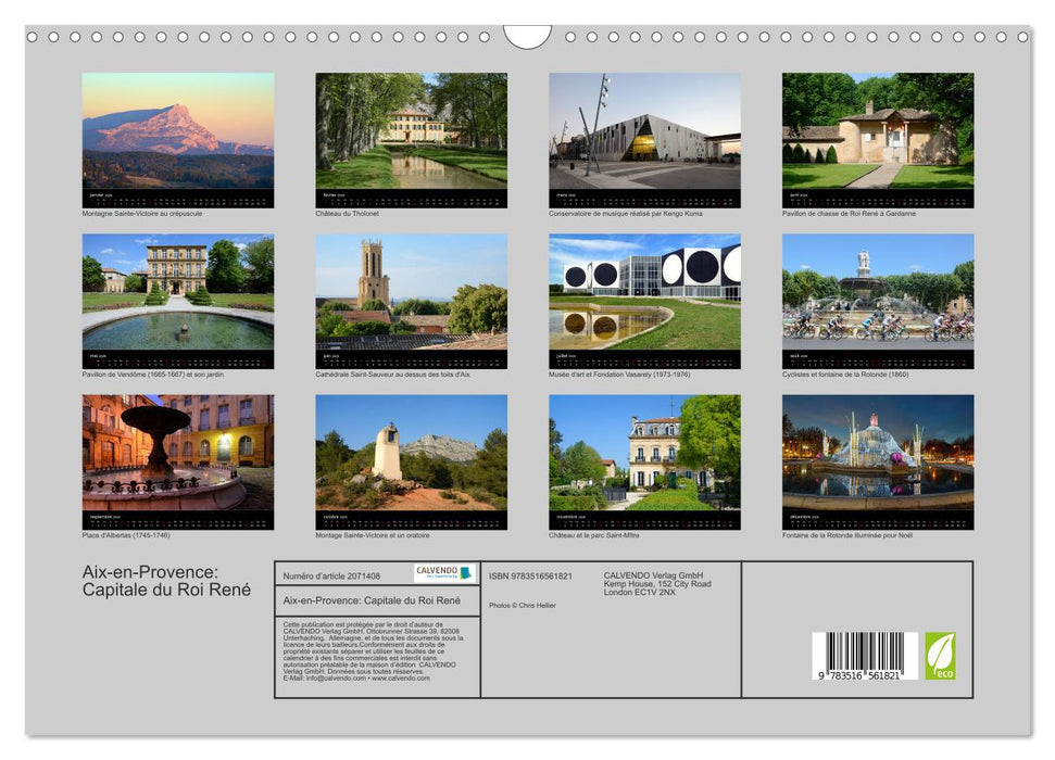 Aix-en-Provence: Capitale du Roi René (CALVENDO Calendrier mensuel 2026)