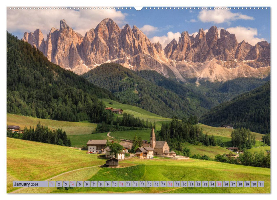 Dolomites, mountain paradise in North Italy (CALVENDO Premium-Calendar 2026)