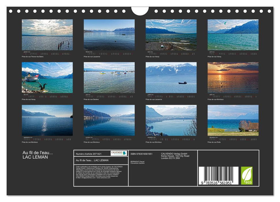 Au fil de l'eau... LAC LEMAN (CALVENDO Calendrier mensuel 2026)