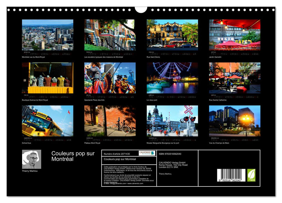 Couleurs pop sur Montréal (CALVENDO Calendrier mensuel 2026)