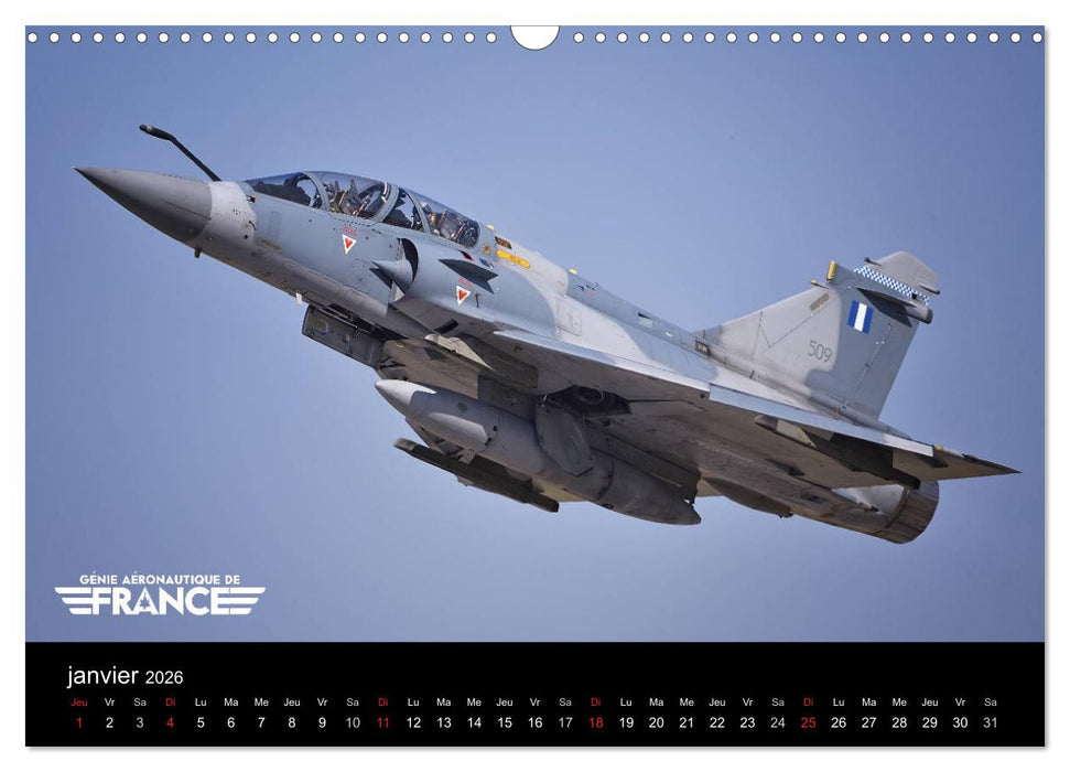Génie aéronautique de France (CALVENDO Calendrier mensuel 2026)