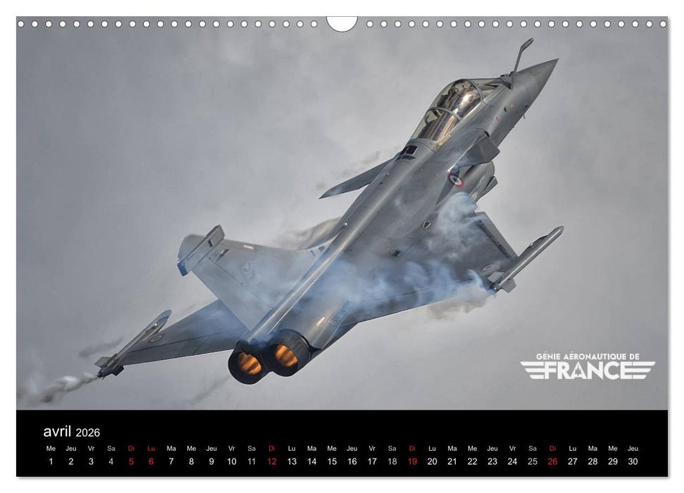 Génie aéronautique de France (CALVENDO Calendrier mensuel 2026)