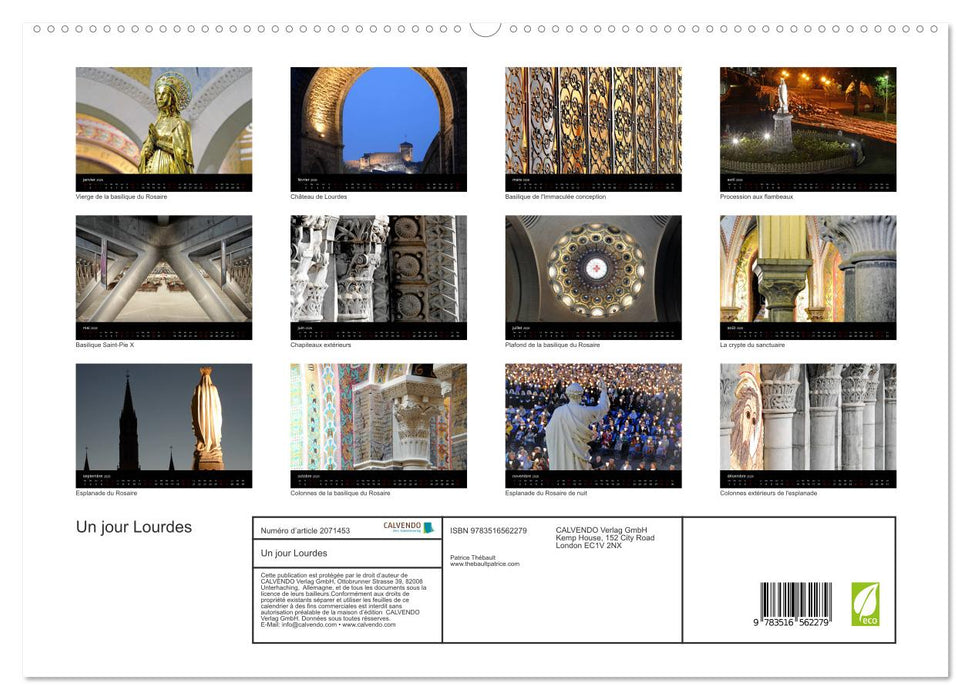 Un jour Lourdes (CALVENDO Calendrier supérieur 2026)