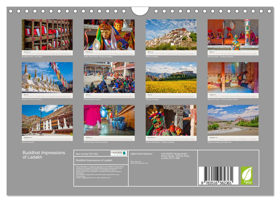 Buddhist Impressions of Ladakh (CALVENDO Monthly Calendar 2026)