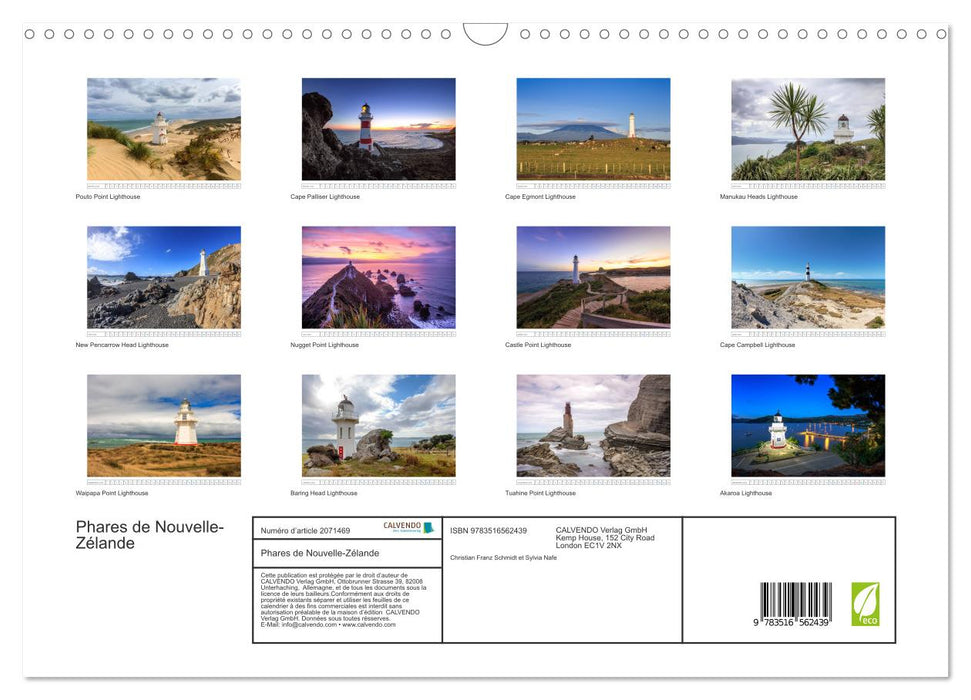 Phares de Nouvelle-Zélande (CALVENDO Calendrier mensuel 2026)