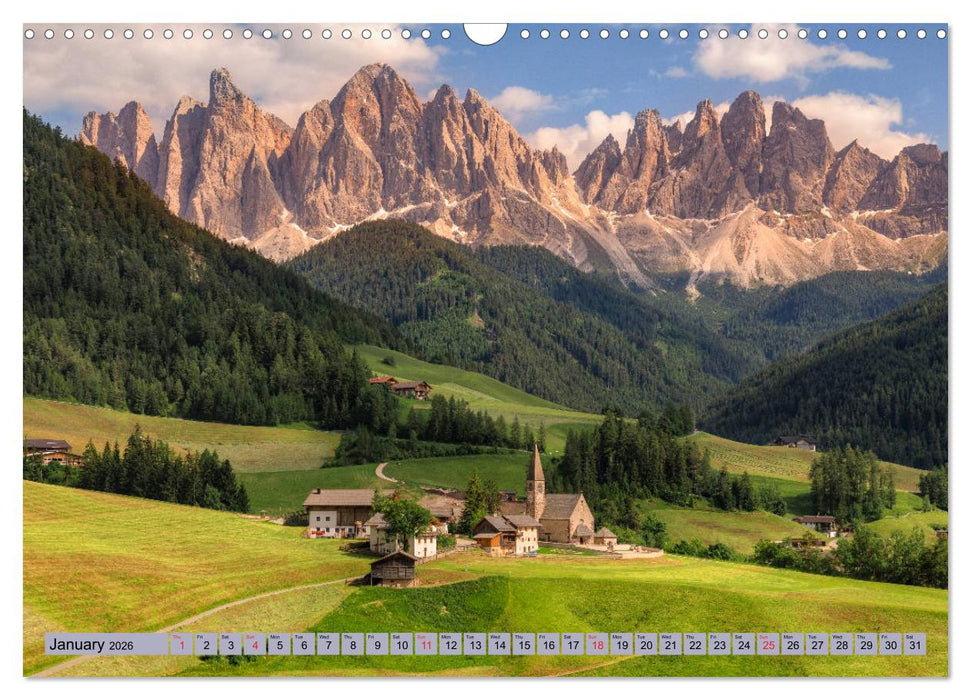 Dolomites, mountain paradise in North Italy (CALVENDO Monthly Calendar 2026)