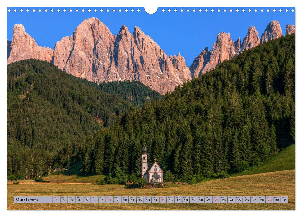 Dolomites, mountain paradise in North Italy (CALVENDO Monthly Calendar 2026)