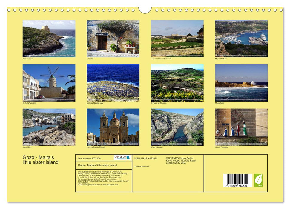 Gozo - Malta's little sister island (CALVENDO Monthly Calendar 2026)