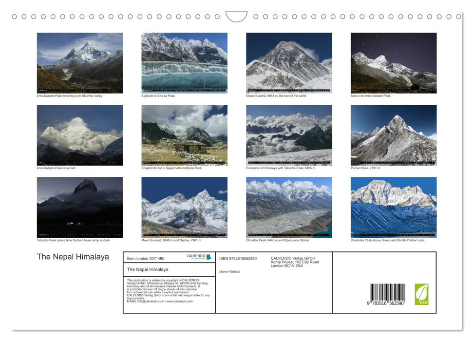 The Nepal Himalaya (CALVENDO Monthly Calendar 2026)