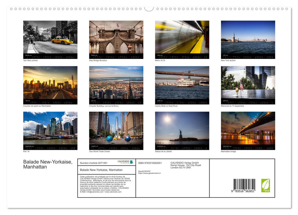 Balade New-Yorkaise, Manhattan (CALVENDO Calendrier supérieur 2026)