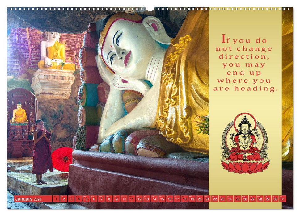 BUDDHIST WISDOMS - THE RED UMBRELLA (CALVENDO Premium-Calendar 2026)