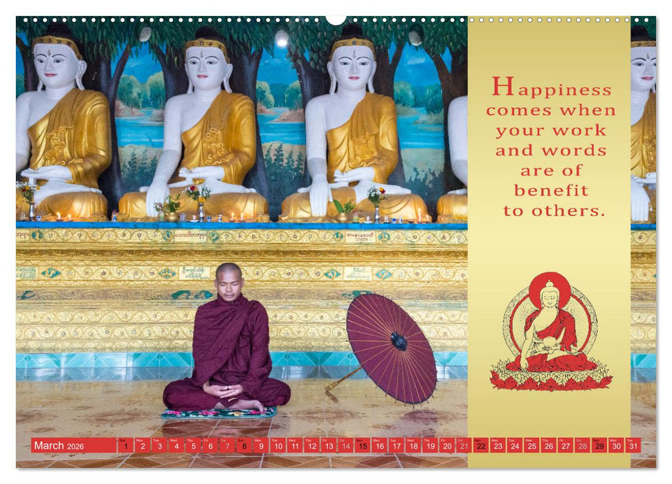 BUDDHIST WISDOMS - THE RED UMBRELLA (CALVENDO Premium-Calendar 2026)
