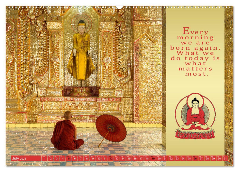 BUDDHIST WISDOMS - THE RED UMBRELLA (CALVENDO Premium-Calendar 2026)