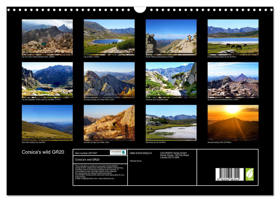 Corsica's wild GR20 (CALVENDO Monthly Calendar 2026)