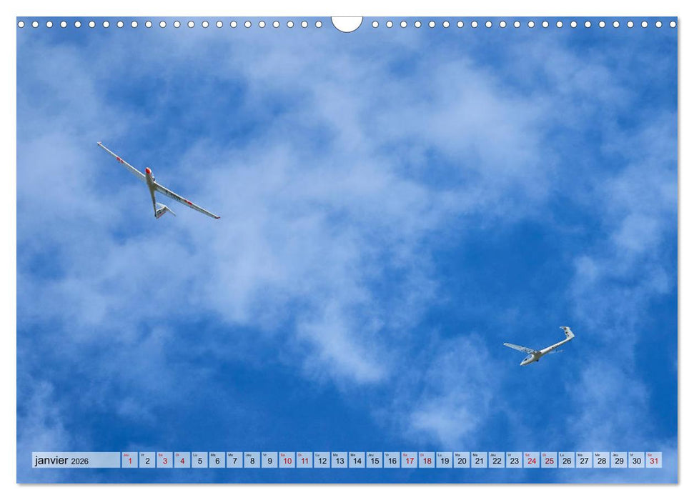 Voler en silence - la passion du vol à voile (CALVENDO Calendrier mensuel 2026)