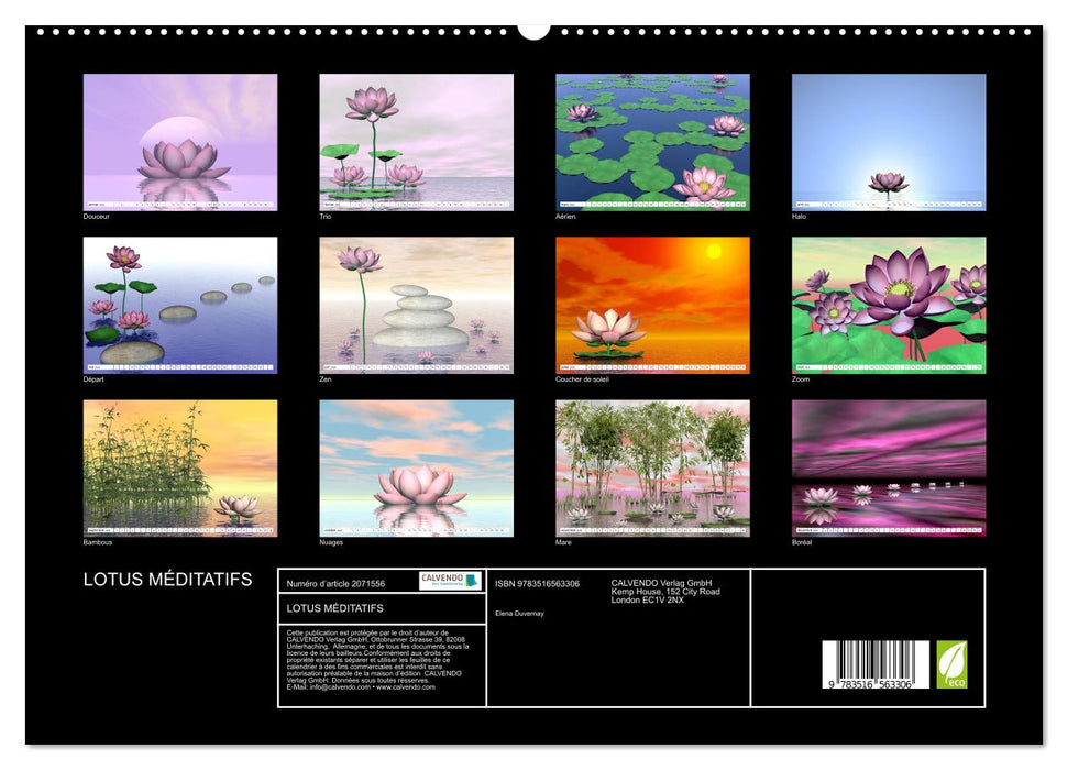 LOTUS MÉDITATIFS (CALVENDO Calendrier supérieur 2026)