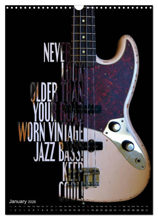 Rock Guitar Beauties (CALVENDO Monthly Calendar 2026)