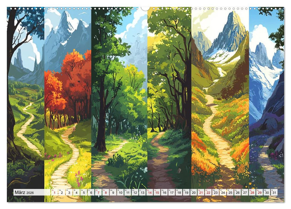 Landschaften in bunten Fragmenten (CALVENDO Premium Wandkalender 2026)