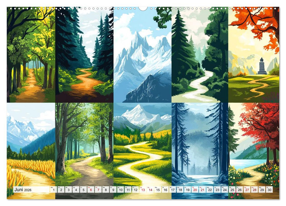Landschaften in bunten Fragmenten (CALVENDO Premium Wandkalender 2026)