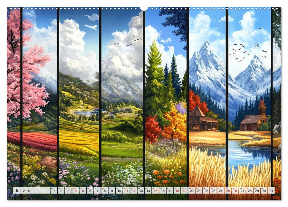 Landschaften in bunten Fragmenten (CALVENDO Premium Wandkalender 2026)