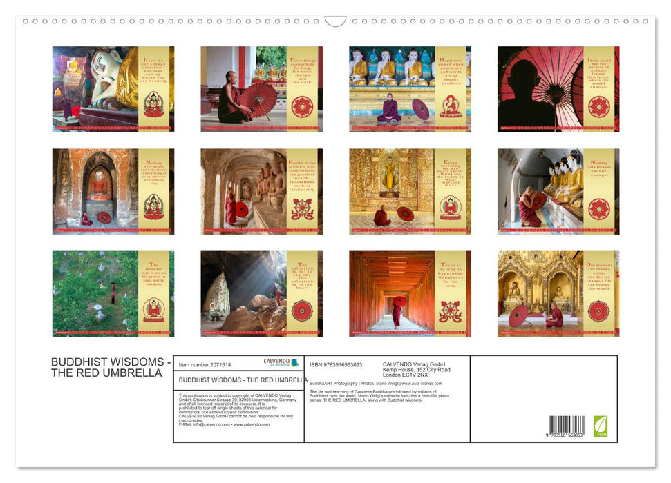 BUDDHIST WISDOMS - THE RED UMBRELLA (CALVENDO Monthly Calendar 2026)