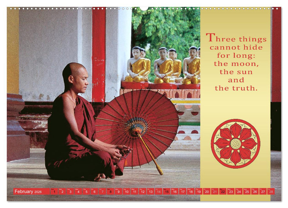 BUDDHIST WISDOMS - THE RED UMBRELLA (CALVENDO Monthly Calendar 2026)