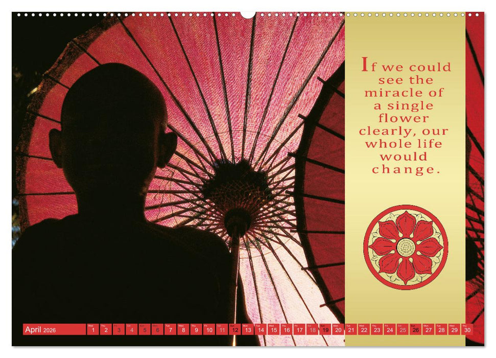BUDDHIST WISDOMS - THE RED UMBRELLA (CALVENDO Monthly Calendar 2026)
