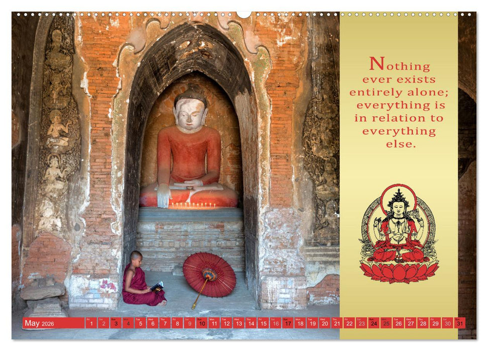 BUDDHIST WISDOMS - THE RED UMBRELLA (CALVENDO Monthly Calendar 2026)